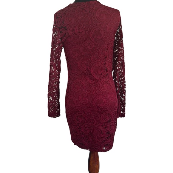 Windsor Burgundy Lace Bodycon Dress Romantic Elegant Holiday, Date Night SZ M - Picture 3 of 15